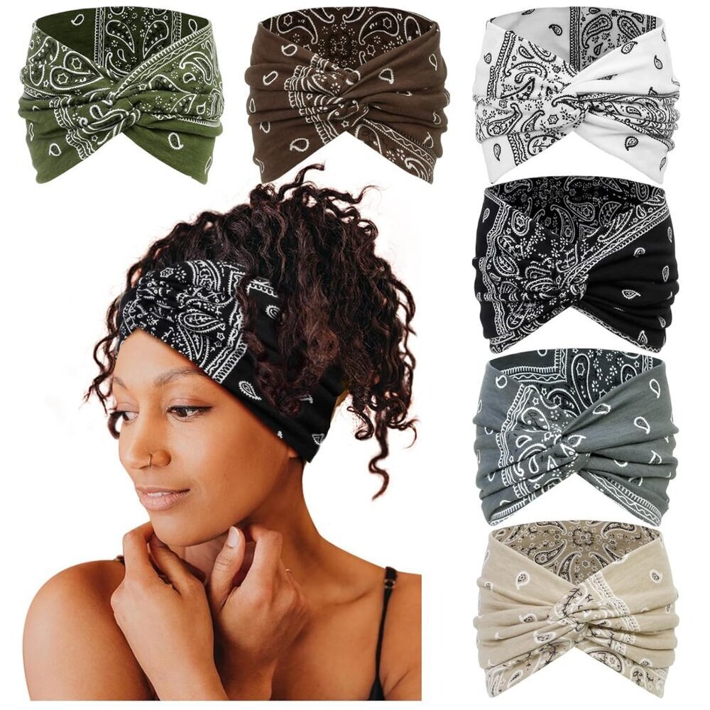 Wide Headbands for Women, 7'' Extra Wide Boho Headbands Fashion Headwraps Stretc